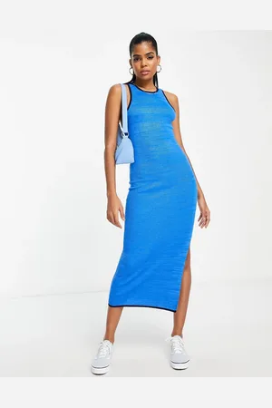 ASOS Knitted midi in space dye dress with contrast trim in