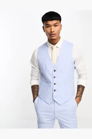 ASOS Super skinny linen mix waistcoat in pastel
