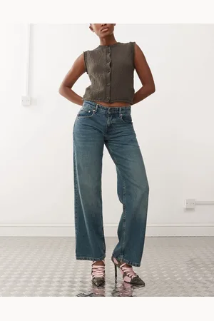 Motel Parallel leg low rise jeans in bright