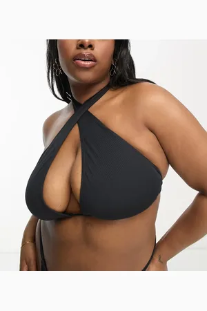 COLLUSION Plus adjustable halterneck textured bikini top in