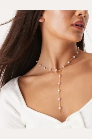 DesignB London Pearl lariat necklace in