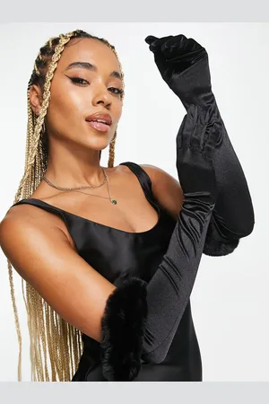 My Accessories London elbow length gloves in with faux fur