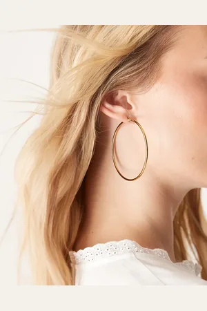 LOST SOULS Stainless steel 18ct plated 60mm hoop earrings
