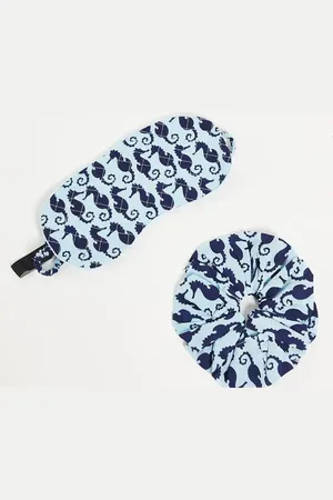 Y.A.S Y.A.S exclusive eye mask and scrunchie set in seahorse print