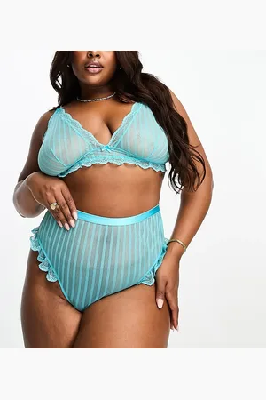 ASOS ASOS DESIGN Curve Brooke high-waist thong in turquoise