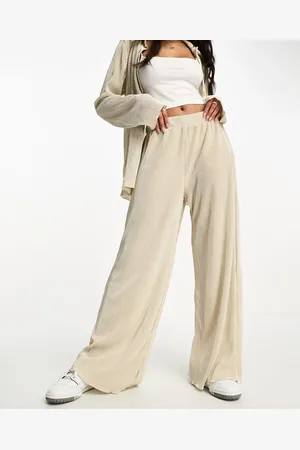 JDY Wide leg pleated trouser co-ord in stone