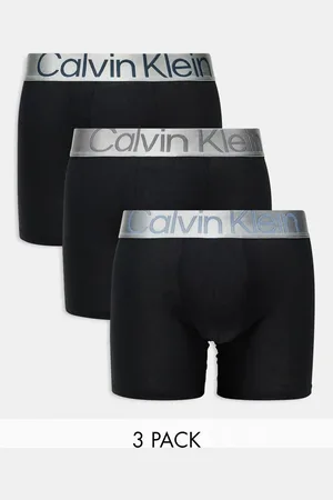 Calvin Klein Steel 3 pack boxer brief with coloured logo waistband in