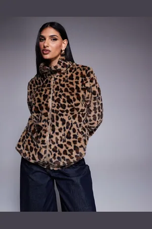 Princess Polly Faux fur zip up jacket in leopard print