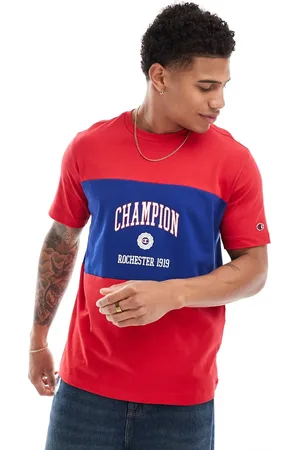 Champion Rochester collegiate colourblock t-shirt in navy and