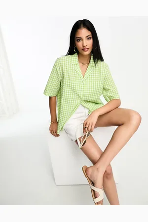 Whistles Grace gingham check bowling shirt in
