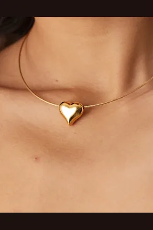 ASOS Waterproof stainless steel necklace with wire and puff heart pendant design in tone