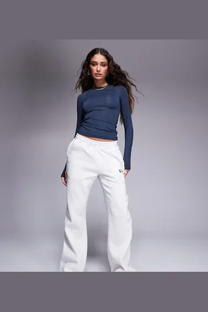 Kaiia Petite embroidered logo wide leg joggers in light