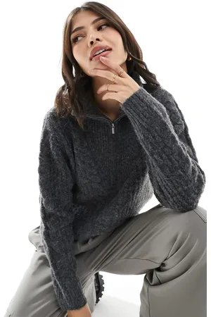 Pieces® Cable detail half zip jumper in