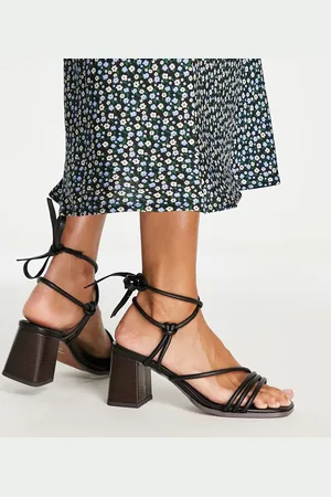 ASOS Hollow strappy tie leg mid heeled sandals in
