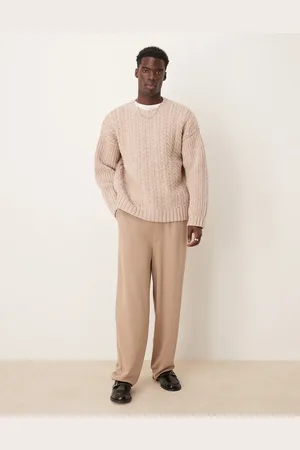 ASOS Super baggy crepe trousers in beige