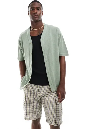 ASOS Waffle baseball t-shirt in light