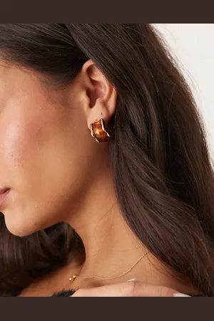 True Decadence Amber stone hoop earrings in