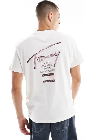 Tommy Hilfiger Regular signature back print t-shirt in and pink