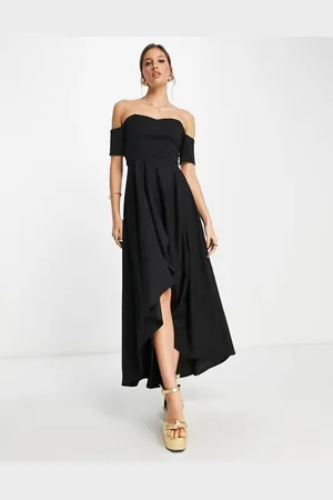 True Violet Off shoulder high low prom dress in