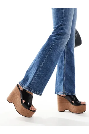 ASOS Talent premium leather cross strap wedges in