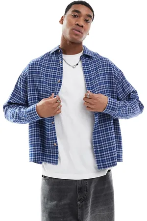 ASOS Boxy oversized long sleeve shirt in dad check