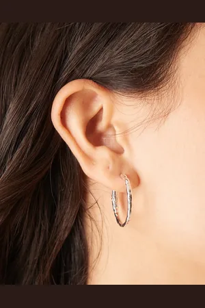 Orelia Polished molten oval mid size hoop earrings in sterling plated