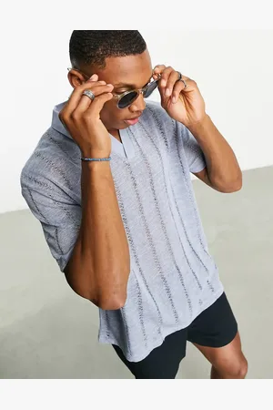ASOS Relaxed revere polo shirt in sheer texture