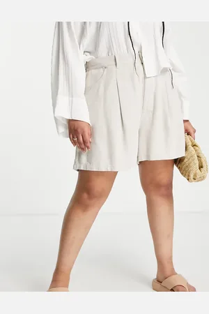 ASOS ASOS DESIGN Curve dad short with linen in oatmeal
