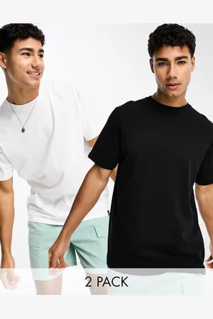 Pull&Bear 2 pack regular fit t-shirt in black & white