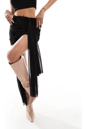 Missyempire Mesh drape knot detail mini skirt co-ord in