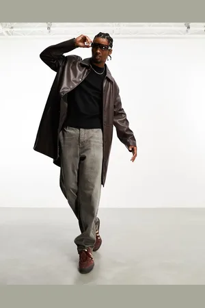 ASOS Faux leather longline trench coat in
