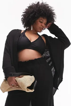 Topshop Curve co-ord casual textured beach shirt in
