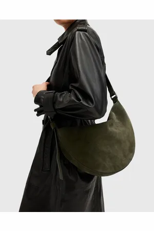 AllSaints Suede half moon shoulder in