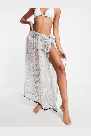 Brave Soul Beach skirt with tie front in polka dot