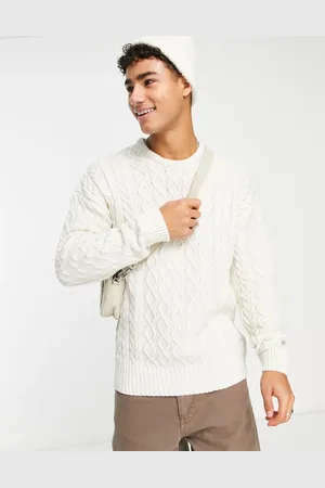 New Look Heavy cable knit jumper in off