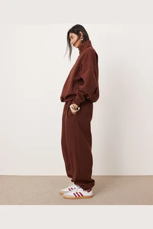 ASOS Oversized premium heavy weight jogger in chocolate