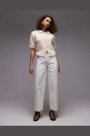 Topshop Cinch low rise jean in off white