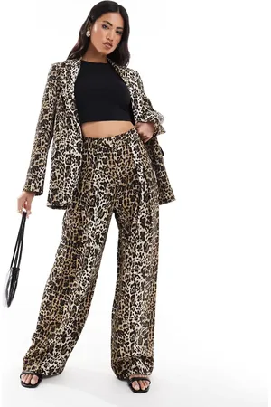 River Island Leopard print wide leg trouser co-ord in light