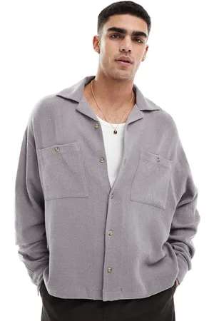 ASOS Boxy textured oversized shirt in grey