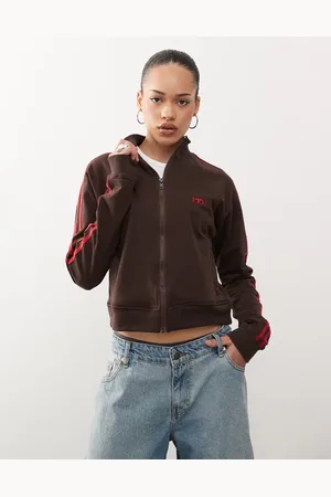 Motel Niskala zip through sweat in bitter chocolate