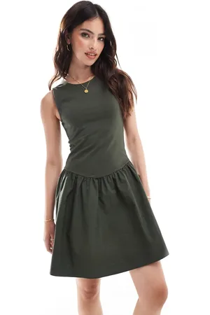 ASOS Poplin skirt mini dress in khaki