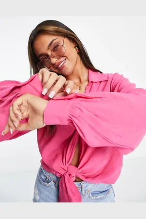 New Look Tie front shirt in bright pink