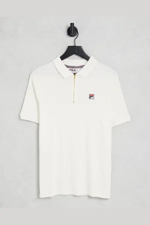 Fila Striped zip polo in ecru