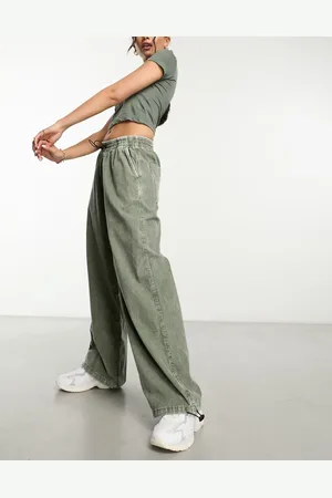 ASOS Cord parachute cargo trouser in washed khaki