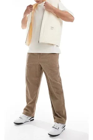 Pull&Bear Wide leg corduroy trouser in beige
