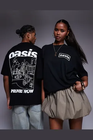 ASOS Unisex oversized t-shirt with Oasis prints in