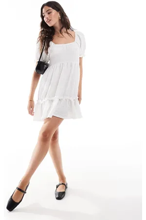 Miss Selfridge Textured puff sleeve mini dress
