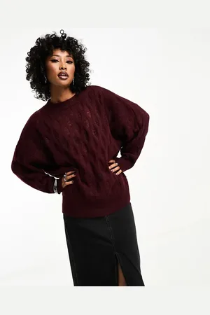 ASOS Deconstructed crew neck jumper in burgundy
