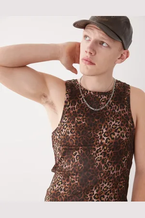 COLLUSION Muscle ribbed vest with animal print