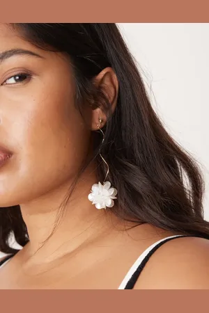 True Decadence Oversized pearl flower drop earrings in
